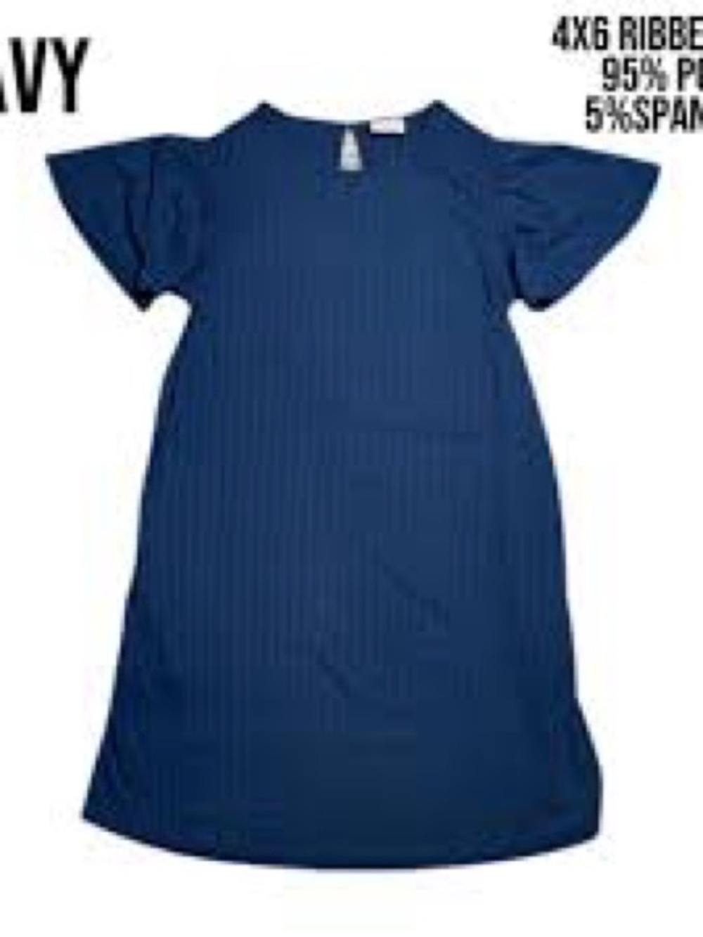 LuLaRoe Roselyn Dress Women’s 2XL Navy Blue Ribbed Flutter Sleeve Midi